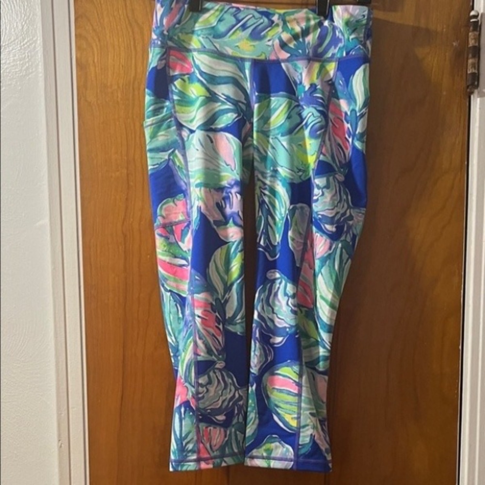 Lilly Pulitzer Blue and Green Leaf Print Skirt